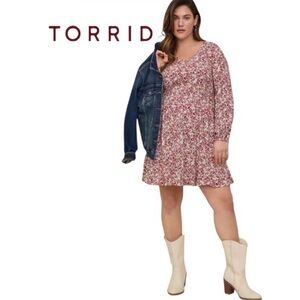 3X Torrid Floral Patterned Textured Mini Skater Dress